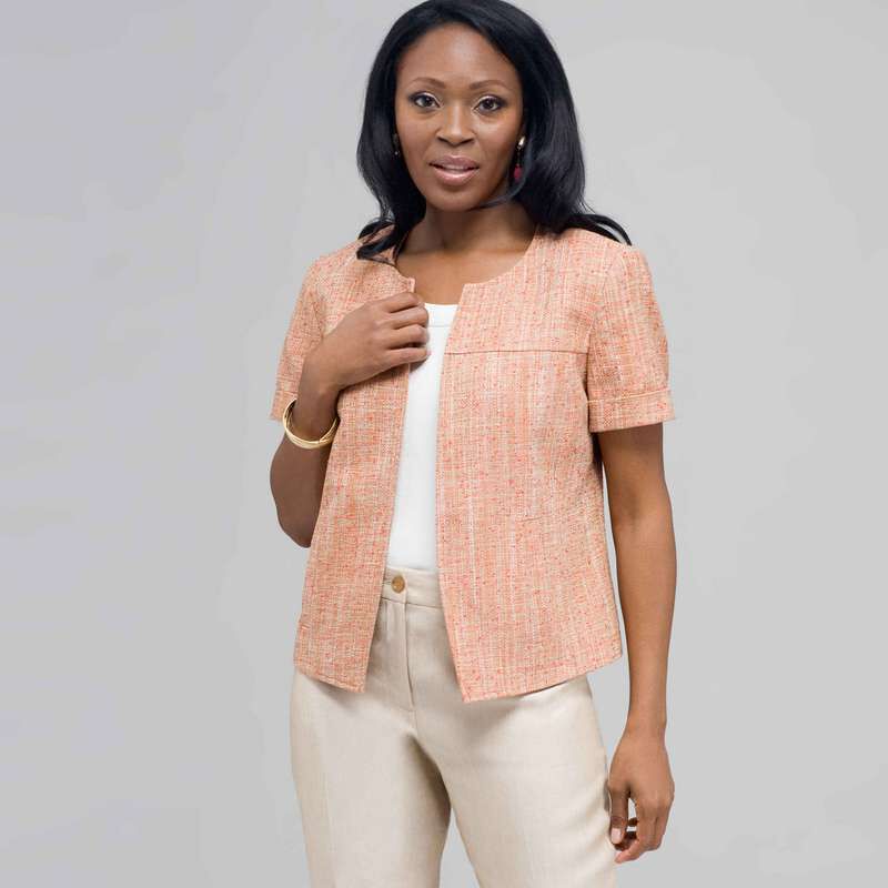 Tweed Short Sleeve Jacket., , large
